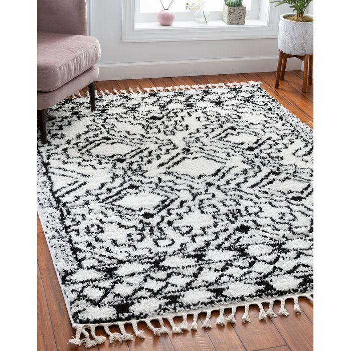 Well Woven Cabana Mirela Moroccan White/Black Area Rug Wayfair